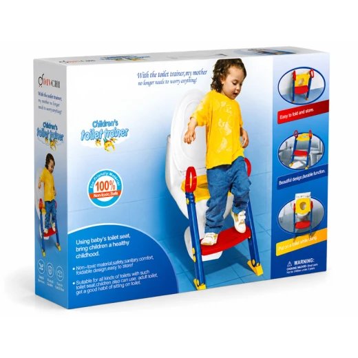 Training Seat Toddler Child Toilet Trainer with Step Stool Ladder – Foldable Potty Training Seat with Anti-Slip Step & Handrails for Kids Ages 1–4 Years - Rs Toys - Image 2