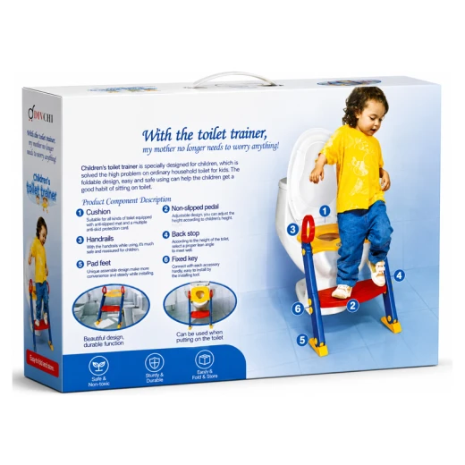 Training Seat Toddler Child Toilet Trainer with Step Stool Ladder – Foldable Potty Training Seat with Anti-Slip Step & Handrails for Kids Ages 1–4 Years - Rs Toys - Image 3