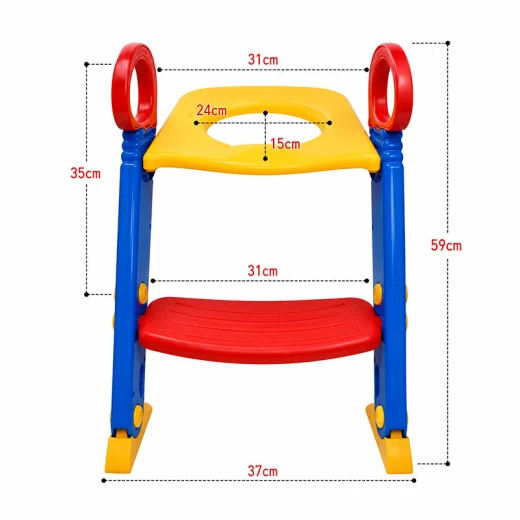 Training Seat Toddler Child Toilet Trainer with Step Stool Ladder – Foldable Potty Training Seat with Anti-Slip Step & Handrails for Kids Ages 1–4 Years - Rs Toys - Image 6