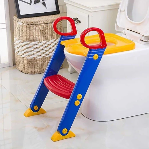 Training Seat Toddler Child Toilet Trainer with Step Stool Ladder – Foldable Potty Training Seat with Anti-Slip Step & Handrails for Kids Ages 1–4 Years - Rs Toys - Image 10