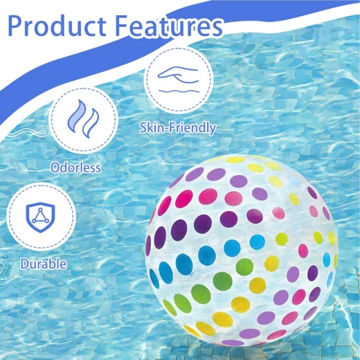 أنتكس كرة شاطئ هوائية عملاقة ملونة بنقاط متعددة بقطر 1.07 م – تصميم شفاف، مناسبة لعمر 3+ للسباحة والأنشطة الخارجية - ألعاب ار اس - Image 3