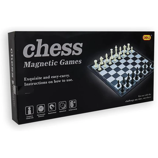 High-Quality Large Magnetic Chess Game with Foldable Black & White Chess Board (36 x 36 cm) - Rs Toys - Image 4