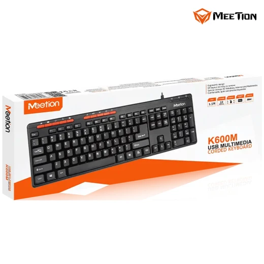 Meetion Wired USB Keyboard Multimedia keys -Black - Arabic , English Layout Language (K600M-RS) Meetion Wired USB Keyboard Multimedia keys -Black - Arabic , English Layout Language (K600M-RS)