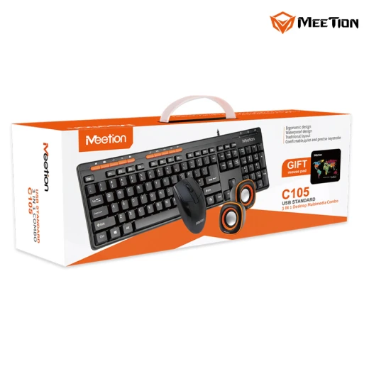 مجموعة ميتيون السلكية 4 في 1– لوحة مفاتيح + فأرة + سماعات + وسادة فأرة، باللون الأسود – تخطيط لغوي عربي / إنجليزي (-105) - ميشن - Image 2