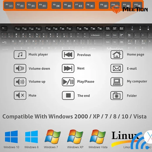 لوحة مفاتيح لاسلكية فائقة النحافة بتقنية 2.4 جيجاهرتز ومنفذ USB وتصميم مريح (MT-WK841-RS) من ميشن - ميشن - Image 5