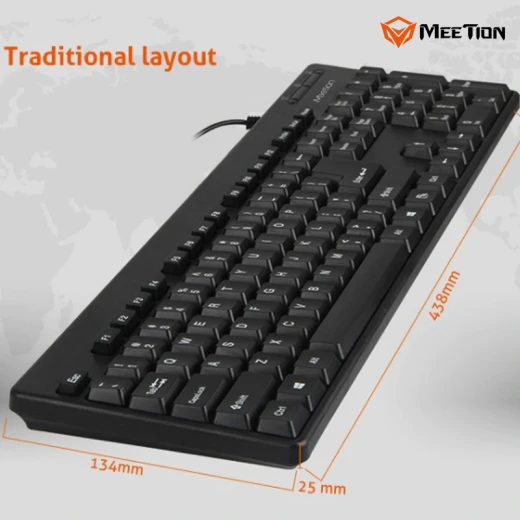 MeeTion  Office USB Wired Standard Corded Keyboard-Full Size Black  Arabic , English (MT-K100-RS) - Meetion - Image 7