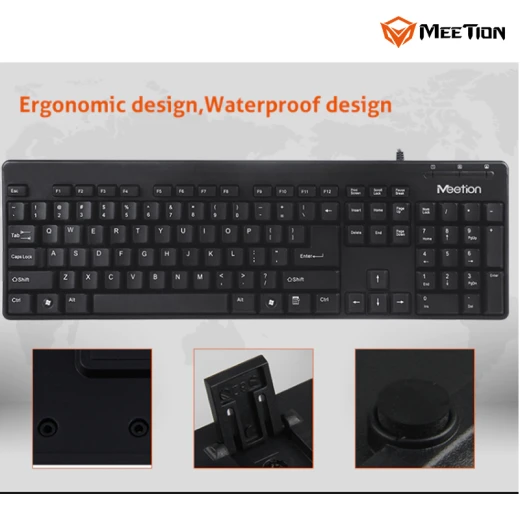 MeeTion  Office USB Wired Standard Corded Keyboard-Full Size Black  Arabic , English (MT-K100-RS) - Meetion - Image 6