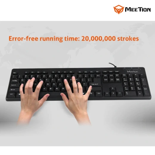 MeeTion  Office USB Wired Standard Corded Keyboard-Full Size Black  Arabic , English (MT-K100-RS) - Meetion - Image 4
