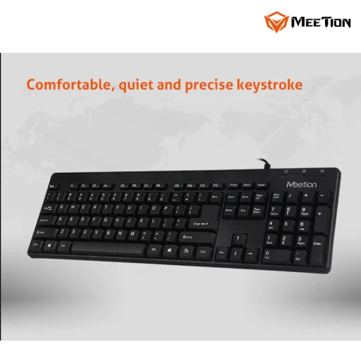 MeeTion  Office USB Wired Standard Corded Keyboard-Full Size Black  Arabic , English (MT-K100-RS) - Meetion - Image 5