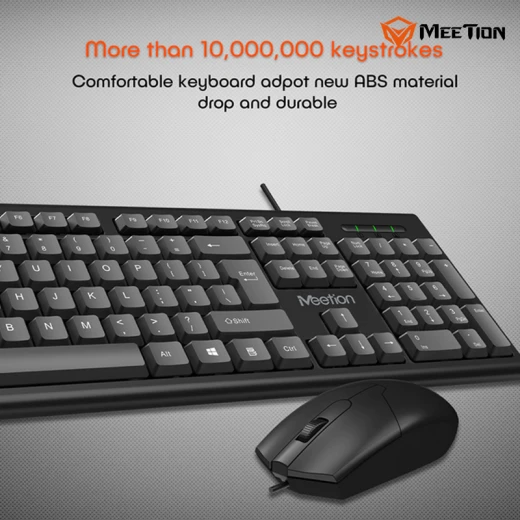 طقم لوحة مفاتيح وماوس سلكي ميشن MT-C100-RS عبر USB – تصميم مريح، مفاتيح هادئة، ماوس بصري 1000 DPI، لوحة مفاتيح كاملة، توصيل وتشغيل مباشر - ميشن - Image 2