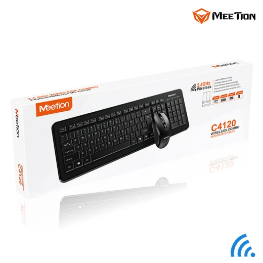 MeeTion Computer Wireless Keyboard and Mouse Bundle -Black Arabic , English Layout Language(MT-C4120-RS ) MeeTion Computer Wireless Keyboard and Mouse Bundle -Black Arabic , English Layout Language(MT-C4120-RS )