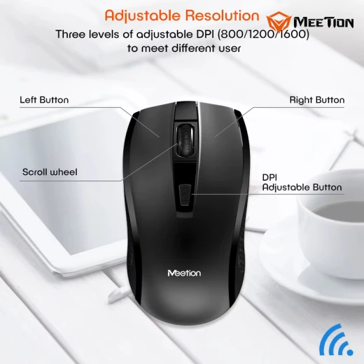 MeeTion Computer Wireless Keyboard and Mouse Bundle -Black Arabic , English Layout Language(MT-C4120-RS ) - Meetion - Image 4