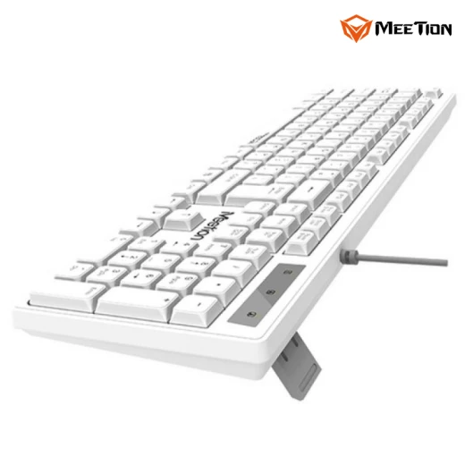 Meetion  Wired USB Standard Keyboard  Full-Size Spill-Resistant Quiet Membrane Keyboard -White - Arabic , English Layout Language   (MT-K300-RS) - Meetion - Image 3