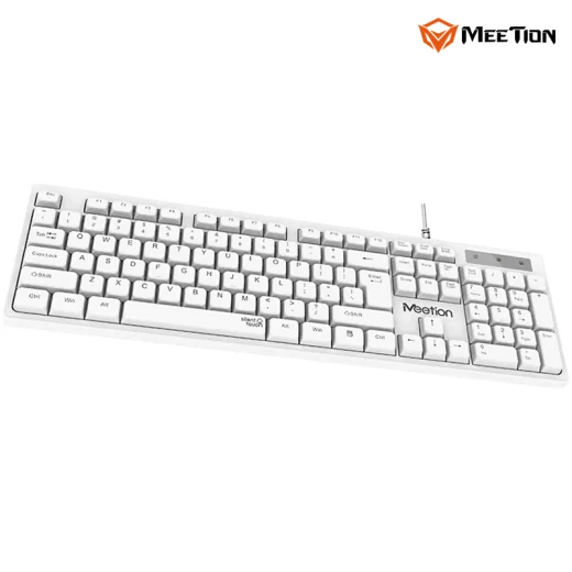 Meetion  Wired USB Standard Keyboard  Full-Size Spill-Resistant Quiet Membrane Keyboard -White - Arabic , English Layout Language   (MT-K300-RS) - Meetion - Image 6