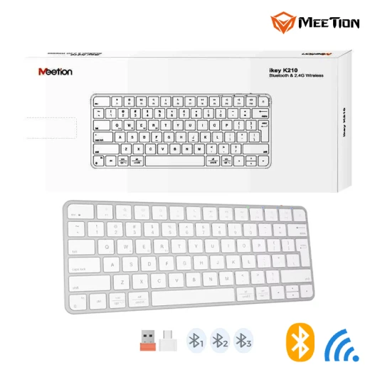 Meetion ikey 2.4G Wireless & Bluetooth Ultra-thin Keyboard -White Arabic , English Layout Language (MT-K210MW-RS) Meetion ikey 2.4G Wireless & Bluetooth Ultra-thin Keyboard -White Arabic , English Layout Language (MT-K210MW-RS)