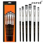 Corot Pain Brushes 6 Pcs of Flat Brushes, Suitable For Broad Coverage, Premium Nylon Bristles with Excellent Softness, Toughness (KLNLHB0103) - Rs Toys