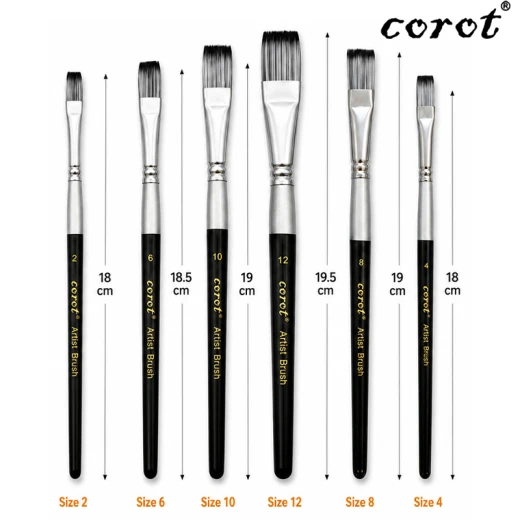 Corot Pain Brushes 6 Pcs of Flat Brushes, Suitable For Broad Coverage, Premium Nylon Bristles with Excellent Softness, Toughness (KLNLHB0103) - Rs Toys - Image 3