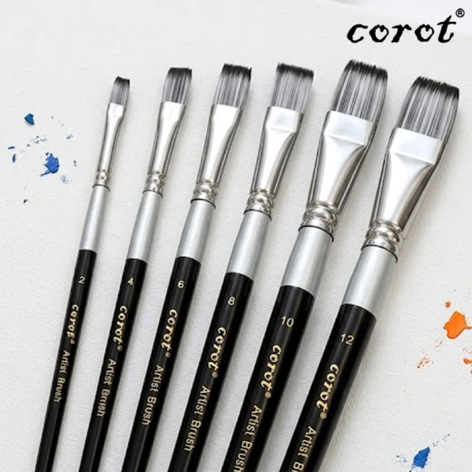 Corot Pain Brushes 6 Pcs of Flat Brushes, Suitable For Broad Coverage, Premium Nylon Bristles with Excellent Softness, Toughness (KLNLHB0103) - Rs Toys - Image 6