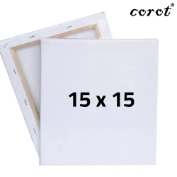 لوح كانفس مشدود من كوروت، مقاس 15 × 15 سم، وزن 280 غرام، بحبيبات متوسطة، مصنوع من القطن 100% مع طبقة جيسو تحضيرية، وإطار من خشب الصنوبر عالي الجودة.