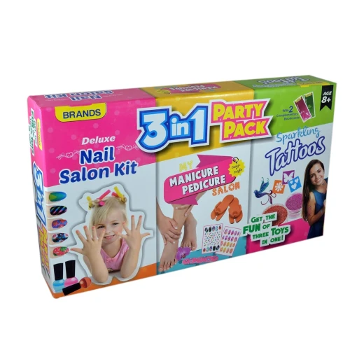 3 in 1 Party Nail Salon Kit with Manicure, Pedicure and Sparkling Tattoos (Pack of 3), Toys for Girls 8+ - Rs Toys - Image 4