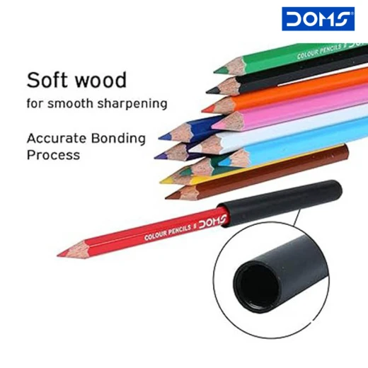 DOMS - Wood Colour Pencils 12 Colors 8.5 cm LOng With Free Sharpener & Pencil extender (3443-RS) - Rs Toys - Image 4