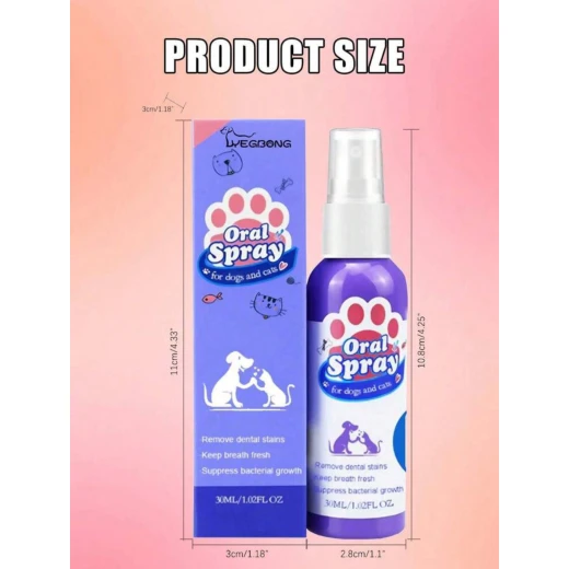 Petry Oral Spray, Teeth Cleaning Spray for Dogs & Cats, Pets Dental Care Bad Breath Treatment, Dog Oral Spray, Teeth Cleaning Spray, Dog and Cat Natural Breath Freshener 30 Ml - Pets - Image 2