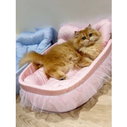 Pets Luxury Cat Bed with Soft Cushion –Pink Elegant Design L 60 × W 40 × H 20 cm