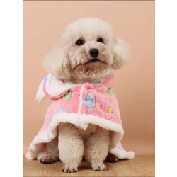 Pets Soft Hooded Pet Blanket/Coat – Warm, Cozy, Cute Floral Design, Easy Wear, Machine Washable – Size M