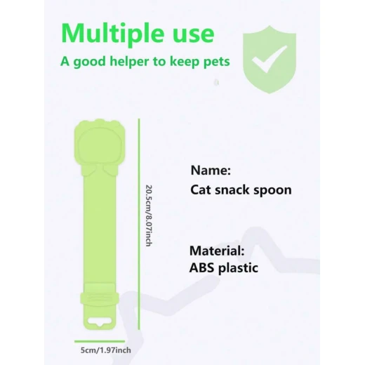 Pets Cat Snack Spoon – Multi-Use Feeding Tool, Durable ABS Plastic, Easy & Clean Use, Green, 20.5cm - Pets - Image 2