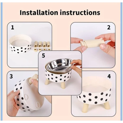 Pets Elevated Polka Dot Pet Food Bowl , one size - Pets - Image 4