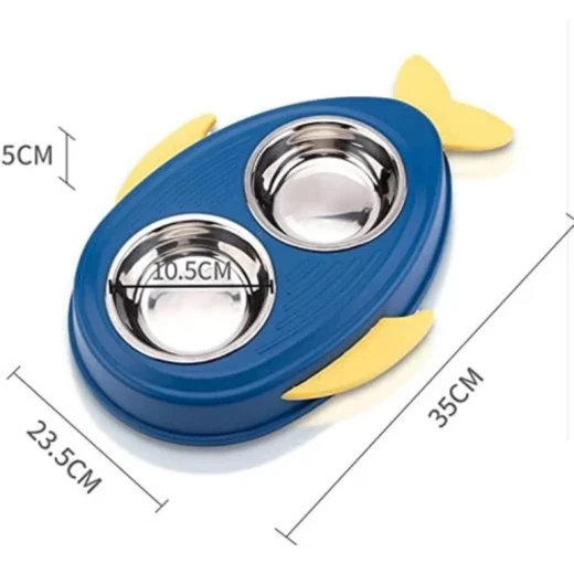 Pets Fish Design Double Pet Food and Water Bowl - Pets - Image 2