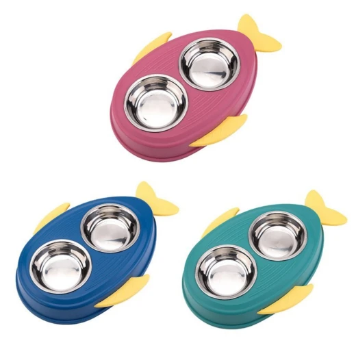 Pets Fish Design Double Pet Food and Water Bowl - Pets - Image 2