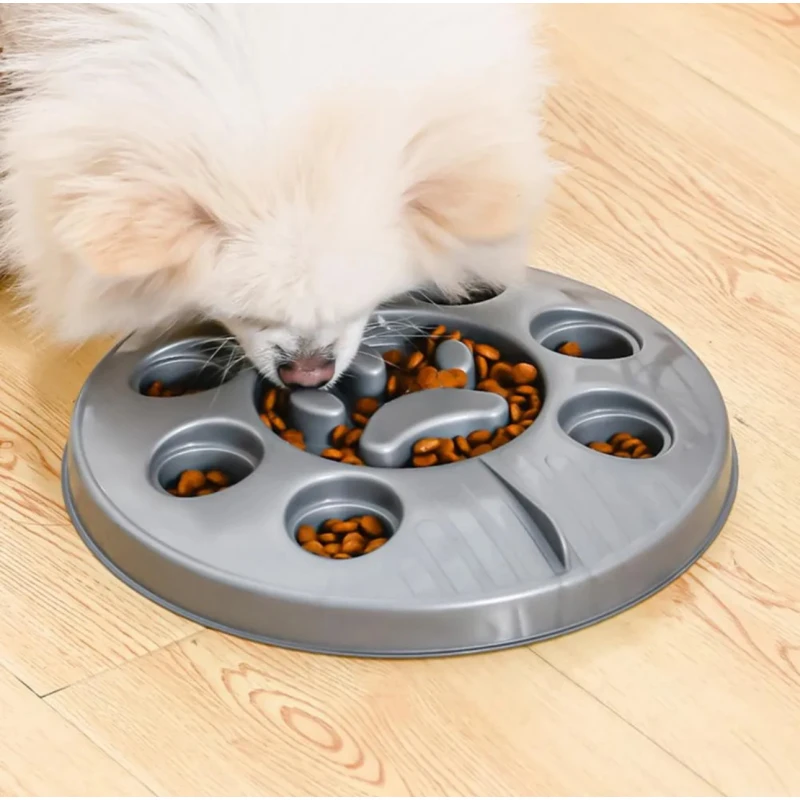 Pets Dog Slow Feeder Bowl , one size , Gray color - Pets