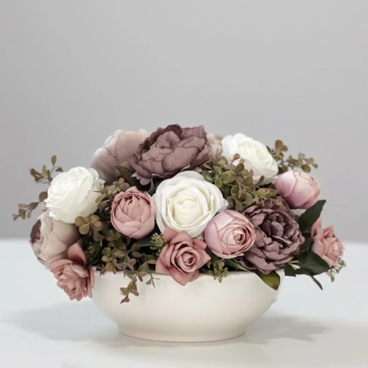 Lujain Home Realistic Artificial Flower Arrangement in Porcelain Vase, 28cm Height, 30cm Wide, Faux Floral Decor - Lujain home - Image 3
