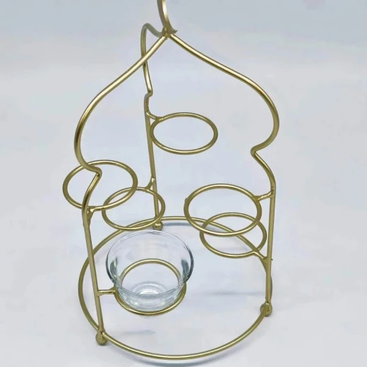 Ramadan Arabic coffee cups stand, gold color, with 6 cups - Manzil - Image 2