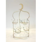 Ramadan Arabic coffee cups stand, gold color, with 6 cups - Manzil