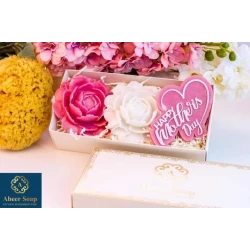 A luxurious handmade box of natural soap filled with a rich rose scent that is relaxing and refreshing