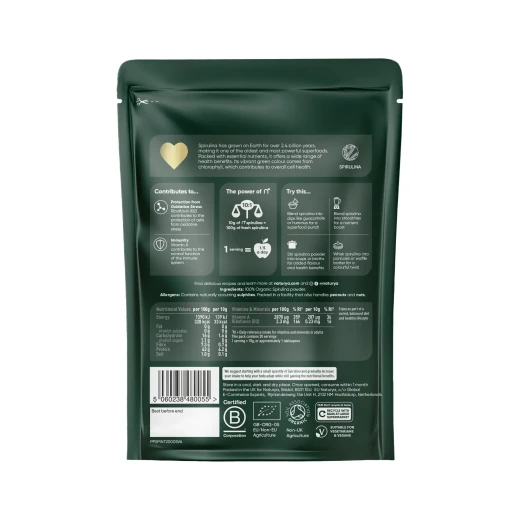 Natural Spirulina Powder – Nutrient-Rich Superfood Supplement – Easy Mix Formula for Smoothies, Juices & Daily Wellness - Naturya - Image 2