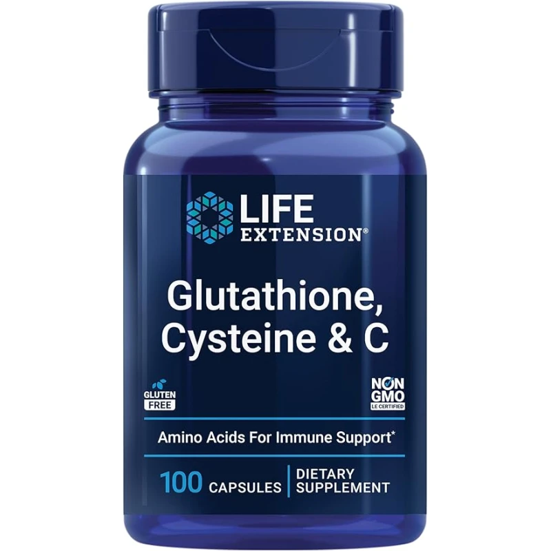 Life Extension Glutathione Cysteine and Vitamin C antioxidant supplement supports immune health and detox - Life extension