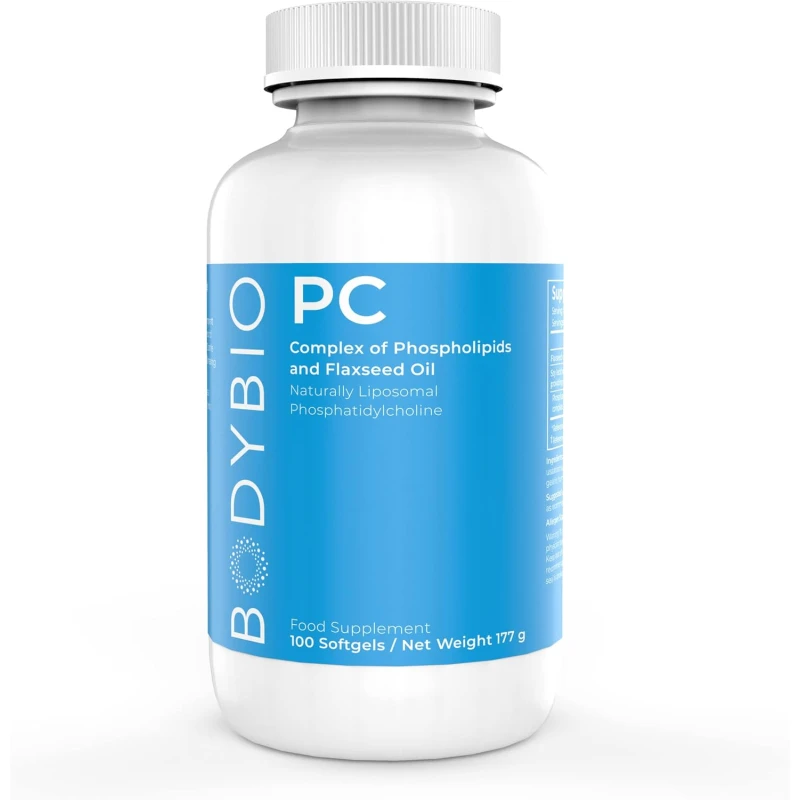 BodyBio PC Phosphatidylcholine + Phospholipids – Liposomal High Absorption Formula – Brain & Cellular Health Support – Non-GMO – 100 Softgels - Bodybio