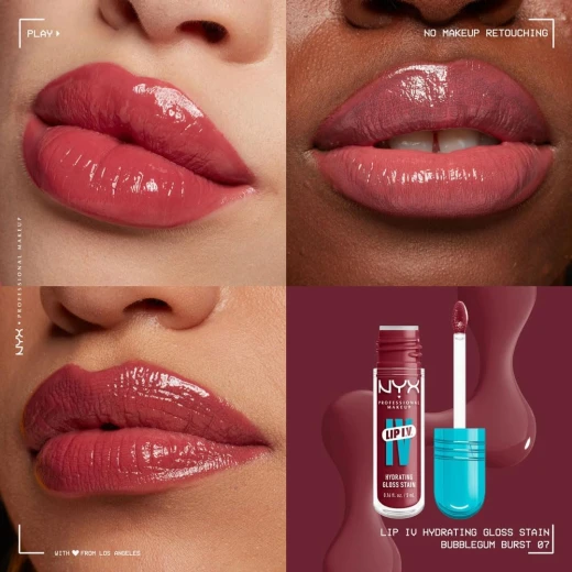 NYX Professional Makeup Lip IV Hydrating Glossy Lip Stain with 12HR Hydration (Bubblegum Burst) - NYX - Image 3