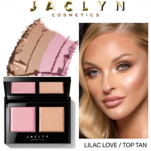 Jaclyn Cosmetics Lilac Love Bronzer and Cheek Duo Set Radiant Glow Makeup Essentials with Mirror - Jaclyn cosmetics - Image 2