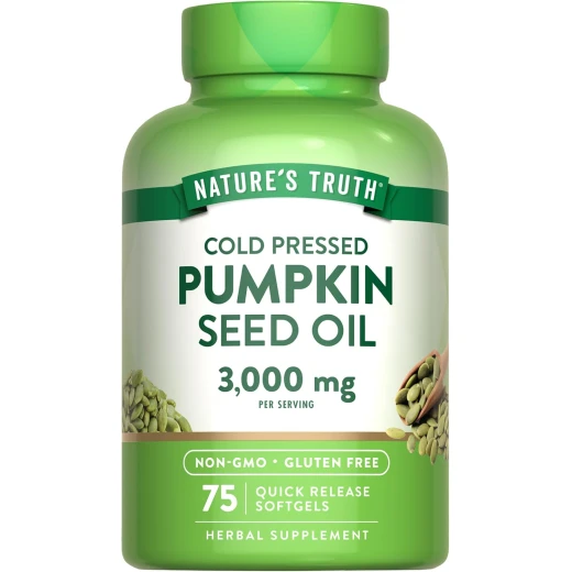 Nature's Truth Pumpkin Seed Oil | 3000mg | 75 Softgels | Cold Pressed Herbal Supplement | Non-GMO & Gluten Free Supplement