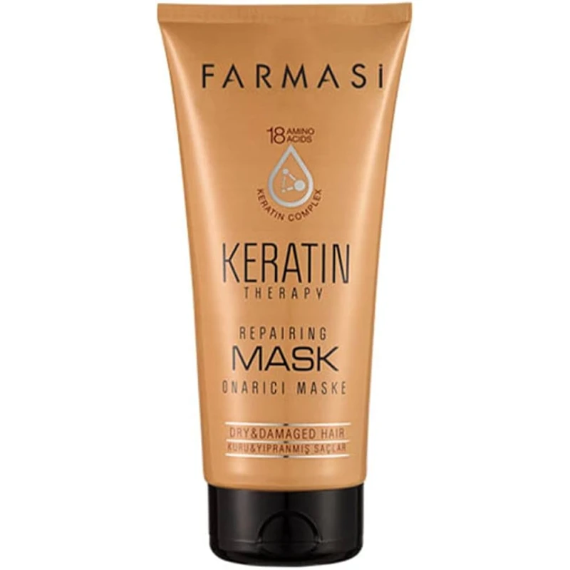 Farmasi Keratin Therapy Repairing Hair Mask 200 ml Deep Nourishing Treatment with Keratin Complex Restores Shine, Strength & Smoothness for Damaged Hair - Farmasi