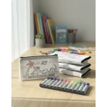 Kids Art & Craft Kit: 12 Canvas Dinosaur Pencil Cases to Color - Includes Marker Set. - Baby Gift