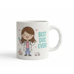 Maya Cute Doctor Mug with Adorable Cartoon Design – Inspirational Coffee & Tea Mug for Doctors and Medical Students