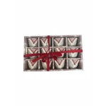 طقم فناجين قهوة عربية 12 قطعة بتصميم تراثي مستوحى من الشماغ الأحمر مع علبة هدايا فاخرة – فناجين سيراميك للقهوة العربية والضيافة والمناسبات - مايا