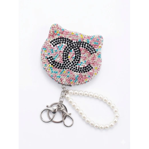Luxury Rhinestone Compact Mirror Keychain Luxury Rhinestone Compact Mirror Keychain