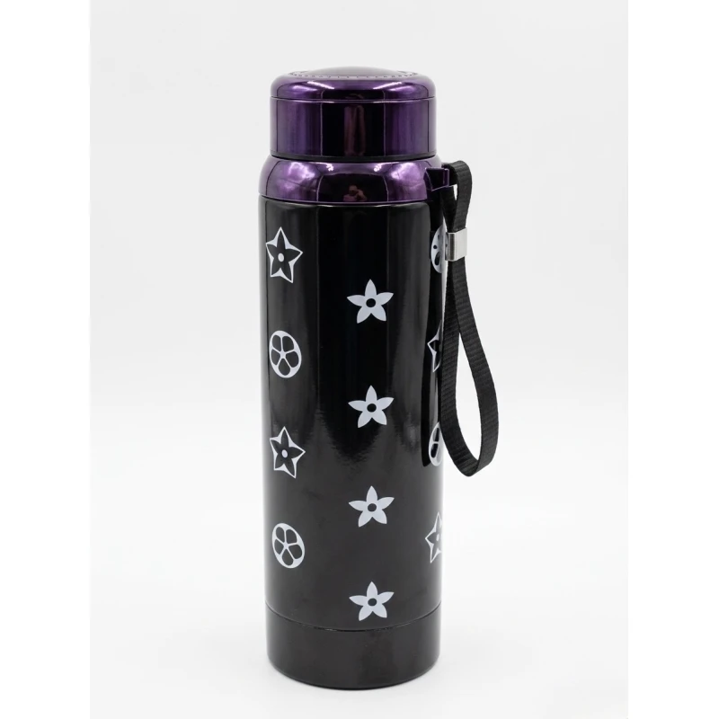Insulated Stainless Steel Vacuum Flask Water Bottle with Leakproof Lid and Carry Strap Large Capacity Thermal Tumbler for Coffee Tea Cold Drinks Travel Office Gym Daily Use Available in Brown and Black - Maya
