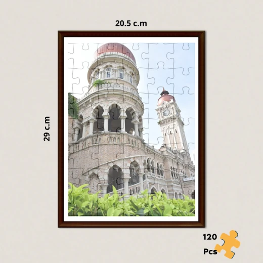 Sultan Abdul Samad Mosque Malaysia Puzzle, 120 Pieces with Glass Frame & Bilingual Story Card | Iconic Islamic Architecture Jigsaw Sultan Abdul Samad Mosque Malaysia Puzzle, 120 Pieces with Glass Frame & Bilingual Story Card | Iconic Islamic Architecture Jigsaw